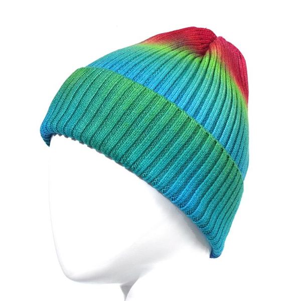 

beanies winter warm thicken tie dye color knit hat beanie trendy soft stretch acrylic skully cap