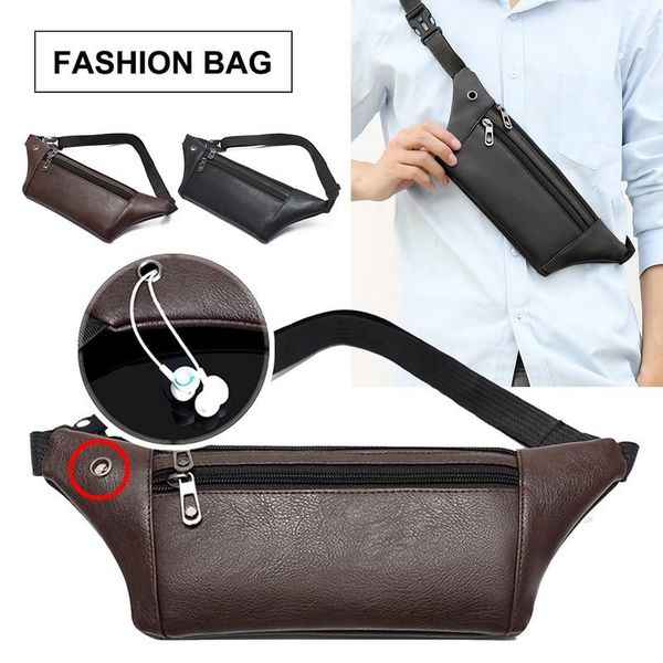 

chest bag waist packs for female pu leather fanny 2021 men fashion belt bags