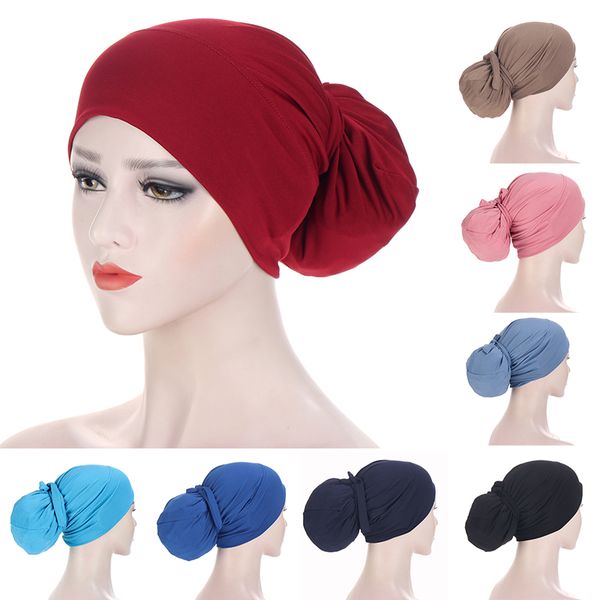 

popular turban straps pullover caps soft headband decoration square scarf flower headwear high elasticity hat cap, Blue;gray