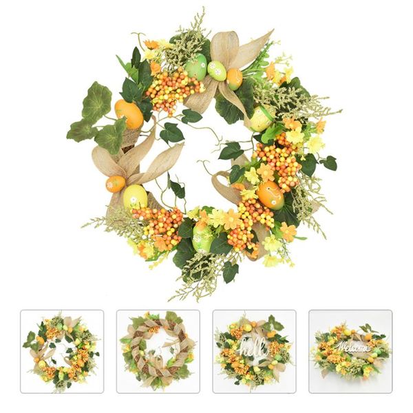 

1 pc easter hanging wreath simulated easter eggs door wall wreath (assorted color)