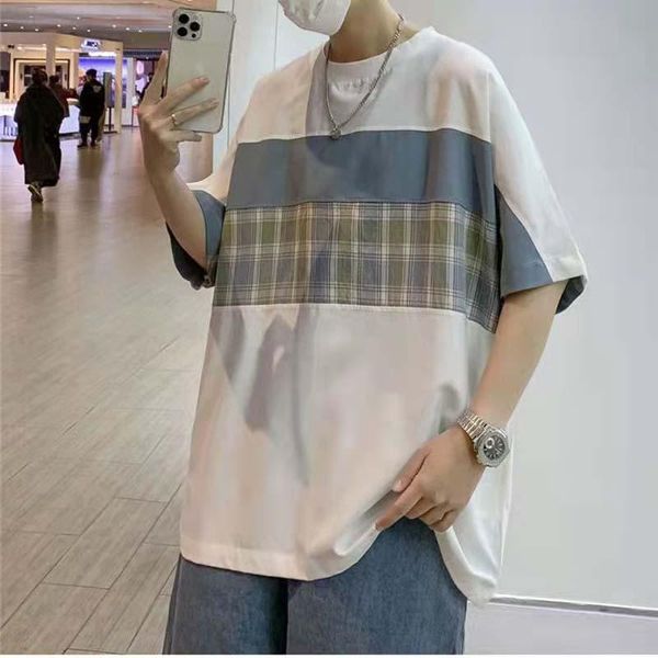 

men's t-shirts summer short-sleeved male ins hong kong loose casual t-shirt students korean version of the trend original five poin, White;black
