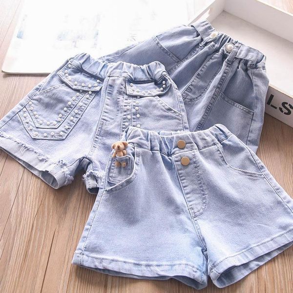 

girls beaded denim shorts summer cotton fashion kids 2-7 years d, Black