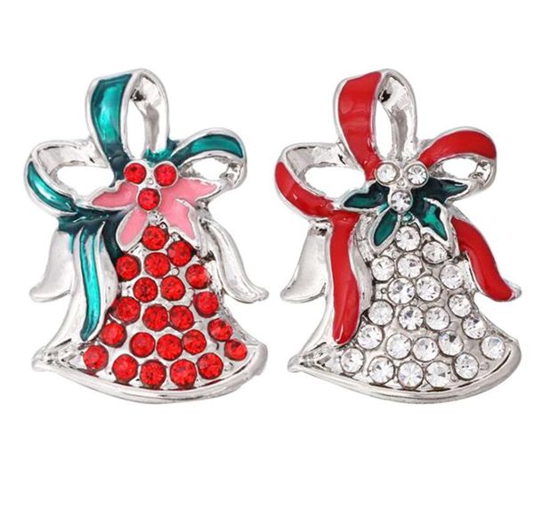 

charm bracelets 10pcs/lot christmas snap jewelry rhinestone bell buttons for women child fit 18mm button bracelet, Golden;silver