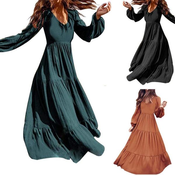 

casual dresses spring and autumn models of street temperament women's large swing type cited performance dress for women, Black;gray