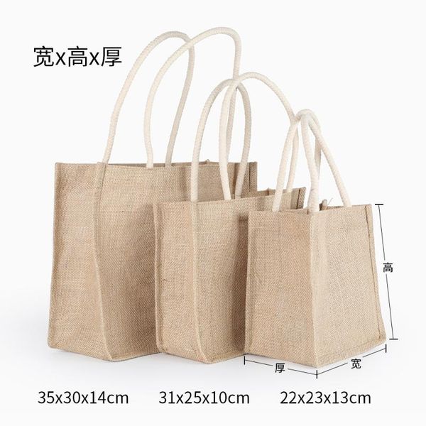 

shopping bags wholesale 500pcs/lot custom boutique burlap jute hessian reusable grocery tote shoulder