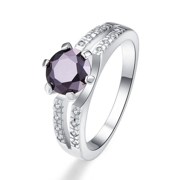 

wedding rings black crystal women zircon ring jewelry, Slivery;golden