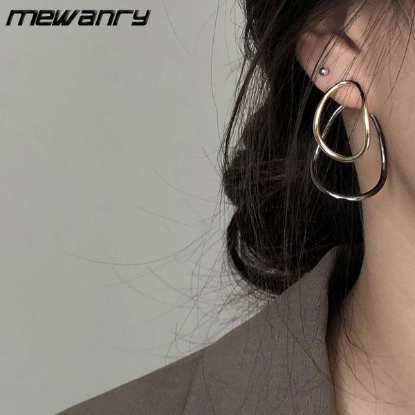 

stud mewanry 925 sterling silver earrings for women water drop irregular summer ins fashion simple jewelry gifts prevent allergy, Golden;silver