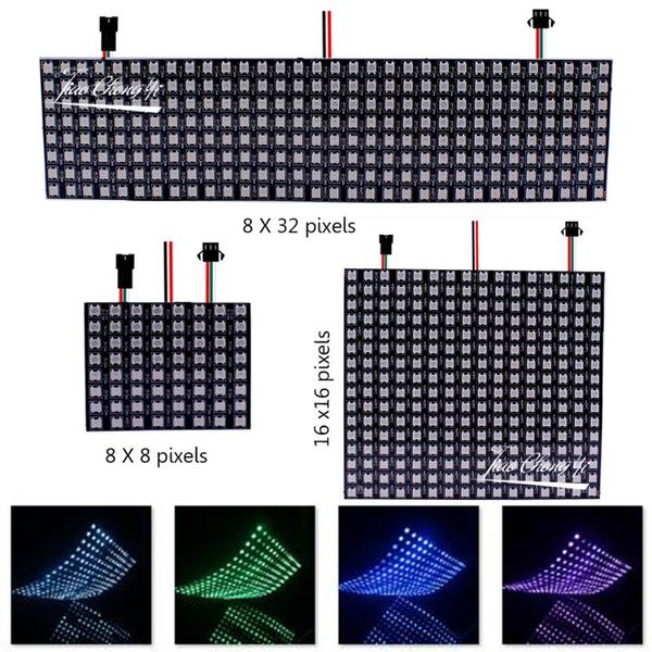 

digital flexible led programmed panel screen individually addressable full color display boarddc5v 8*8,16*16,8*32 pixels modules
