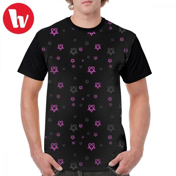 

him t shirt heartagram t-shirt funny 100 polyester graphic tee big mens casual print short sleeve tshirt men's t-shirts, White;black
