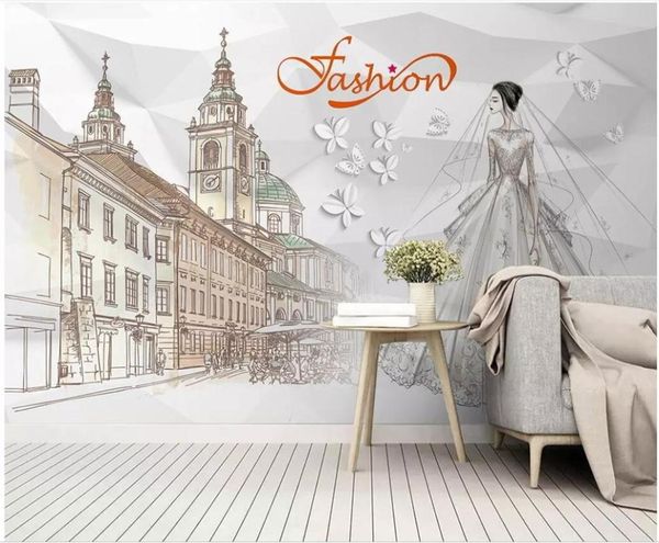

wallpapers 3d wallpaper custom po fashion wedding european city hand painted wall home decor for living room murals papers