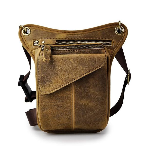 

leather foreign trade models european men's tide cool mobile phone camera outdoor 8-inch leg bag belt waist bags
