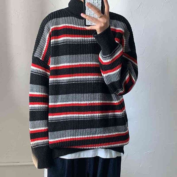 

men's sweaters winter thick turtleneck sweater warmth fashion retro casual knitted pullover men korean knitting mens clothes yuk9, White;black