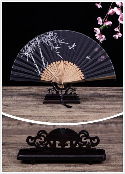 

hand fan holder chinese gift folding exquisite shelf bambus eventail a main vintage bambu home decor party favor