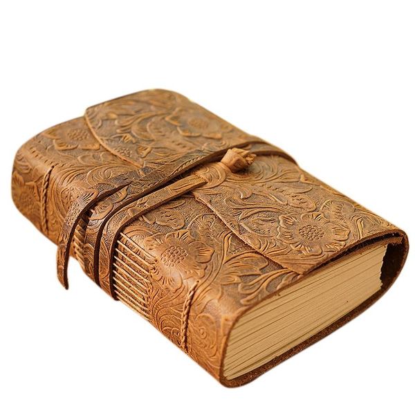 

thick leather journal book 400p 165mmx115mmx40mm blank paper sketchbook hand made band notebook notepads, Purple;pink