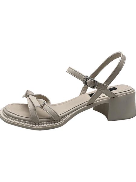 

sandals 2021 summer niche roman women's thick heel temperament high heels, Black