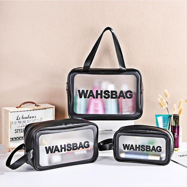 

s m l ladies cosmetic bag large capacity pvc travel makeup storage female washbag frosted waterproof convenient