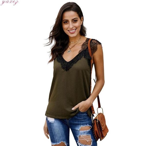 

women's tanks & camis base inside outside wear loose casual solid wide lace suspender t-shirts t shirt woman tank tees women, White