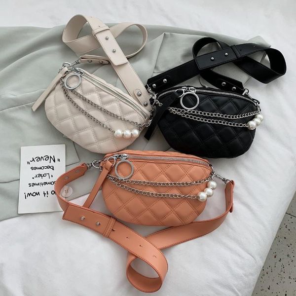

small solid color crossbody bags for womens 2021 pearl design summer shoulder female phone purses chain handbags