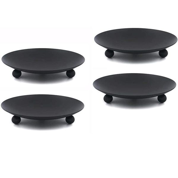 

decorative iron plate candle holder, set of 4, pillar candlesticks holders, pedestal stand for led wax candles holders