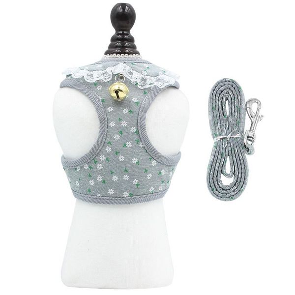 

dog collars & leashes pet supplies harness leash set vest bell lace polyester mesh breathable chest strap adjustable size design