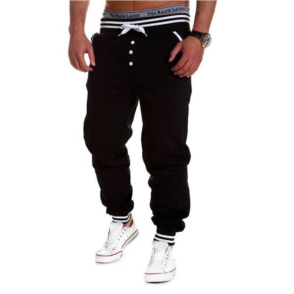 

sweatpants style casual skinny mens pencil pants men's, Black