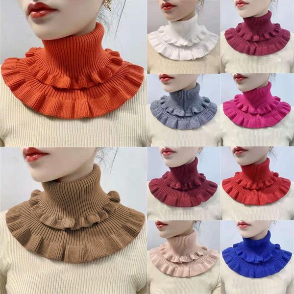 

scarves women's winter autumn neck guard scarf protection against cold warm wool fake collar korean knitting 2021 style, Blue;gray