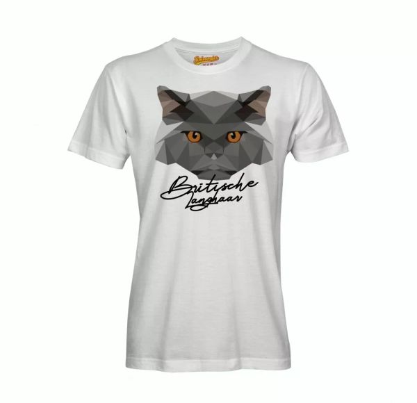 

british longhair t-shirt polygon cat by siviwonder, White;black