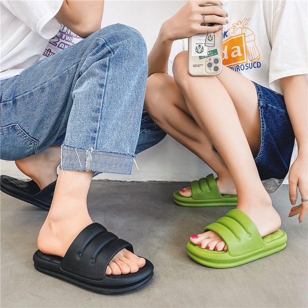 

slippers mute eva sofa slides women summer beach slide sandals words flip flops non-slip soft sole lovers couple casual shoes, Black