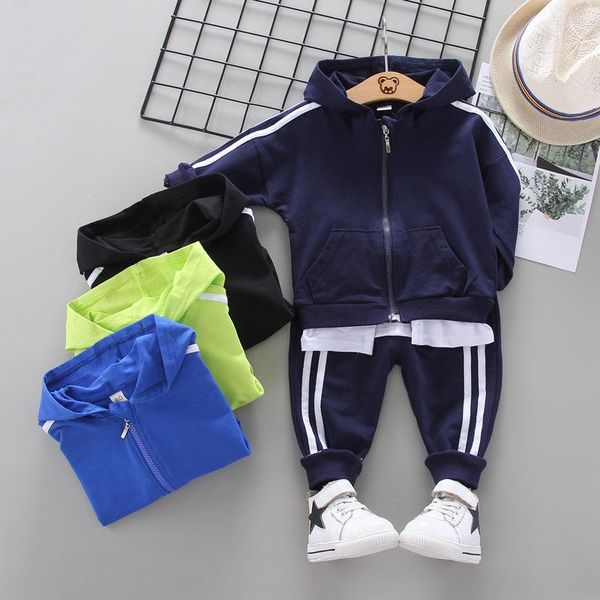 

kids clothes baby boys costume stripe hooded tracksuit pants children autumn girl boys outfits baby set infantil newborn, White