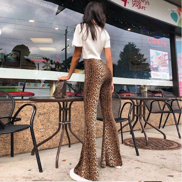 

women's pants & capris high waist leopard print flare leggings 2021 autumn winter women fashion bellbottoms bodycon trousers club, Black;white