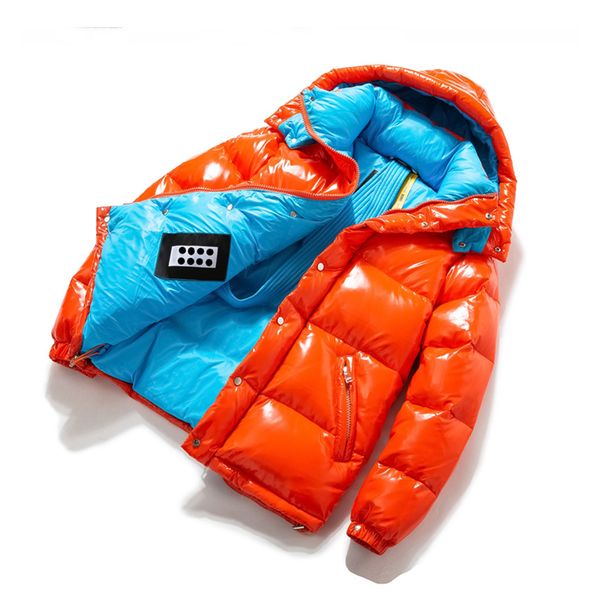 

man glossy down parkas fashion trend couples thicken zipper hooded outerwears designer winter male casual luxury bread punk jackets coats, Black