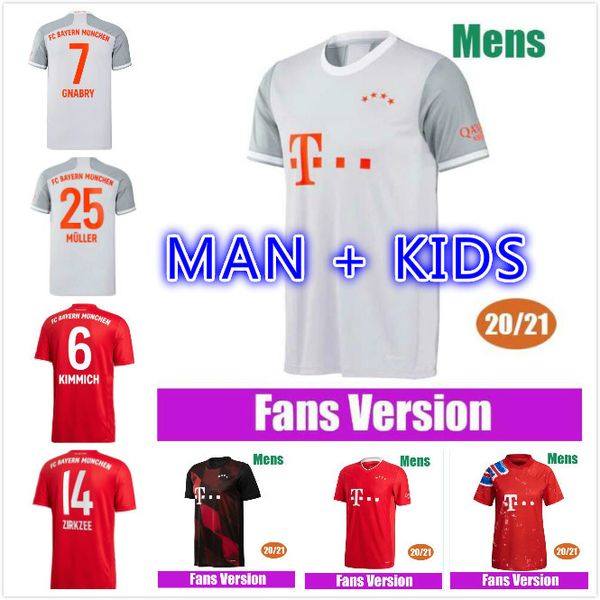 

20 21 fans player version sane lewandowski soccer jersey coman gnabry alaba davies muller 2021 munich football shirt kids sets, Black;yellow