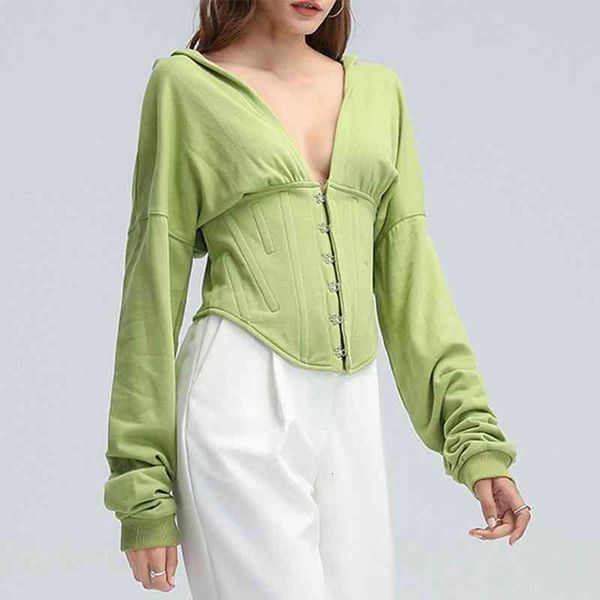 

casual dresses women lace up corset hoodie autumn spring hooded sweatshirt tracksuit high street 2021 953y, Black;gray