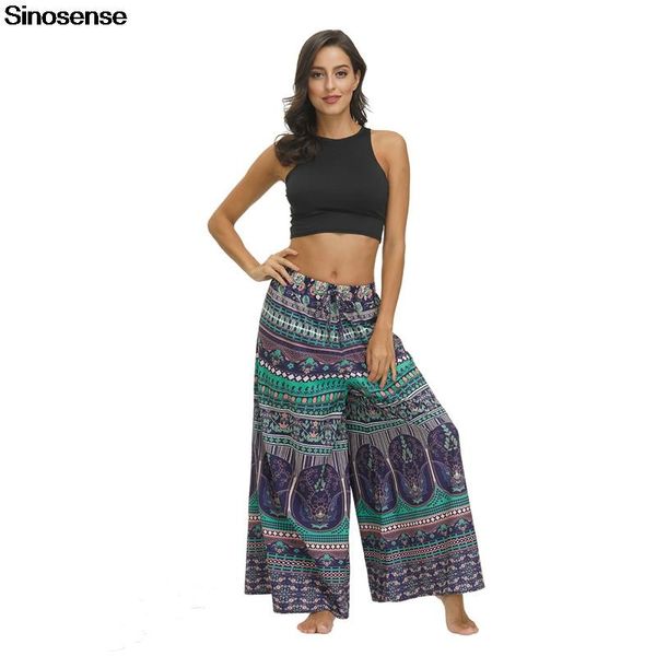 

women's stretchy wide leg palazzo lounge pants 2021 print spring summer high waist sports fitness casual loose trousers & capris, Black;white