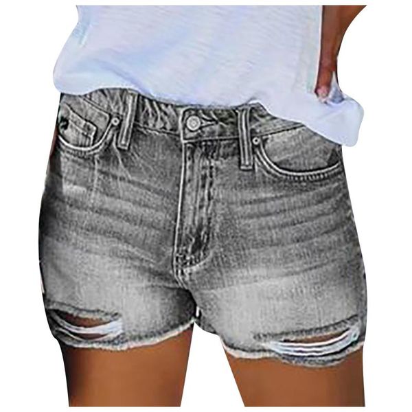 

women's shorts 2021 summer women pants jeans high waist slim hole, White;black