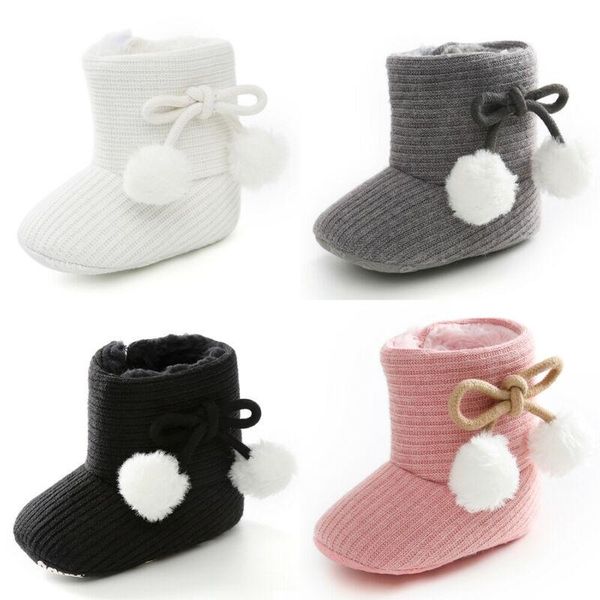 

winter baby girls shoes soft sole snow boots warm crib shoe toddler, Black;grey