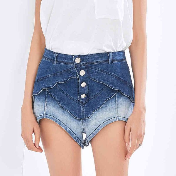 

shorts casual denim short high waist patchwork ruffle trousers female fashion clothes 2021 style, White;black