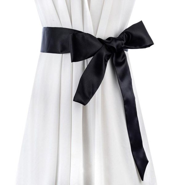 

belts 2021 satins cummerbund female belt fabric wide textile bowknot long for women match dress ad0374, Black;brown