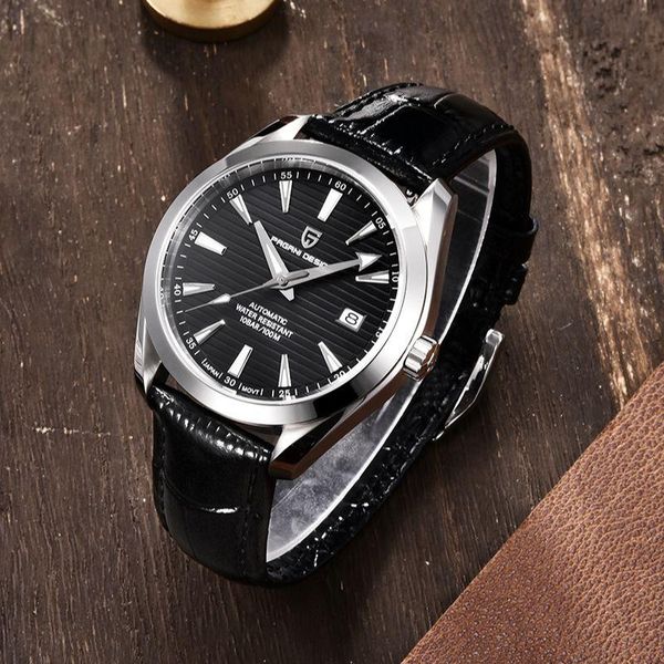 

wristwatches pagani design automatic watch men's wristwatch business fashion leather wristband waterproof, Slivery;brown