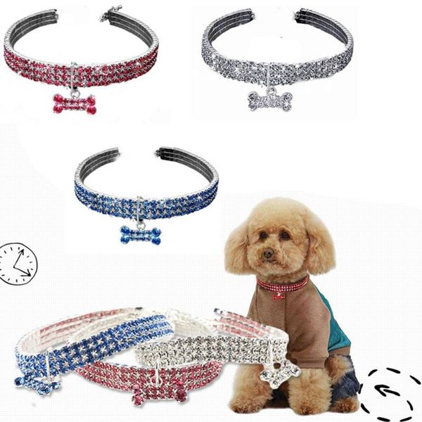 

cat collars & leads collar baby puppies dog safety elastic adjustable with diamante rhinestone material necklace accessories