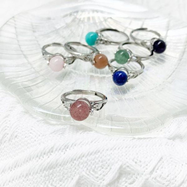 

wedding rings asos ring fashion healing natural stone amethysts agates pink quartz women party rotatable wholesale, Slivery;golden