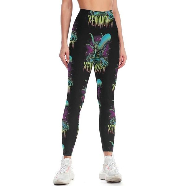 

yoga outfit xenomorph leggings stretchy drawings pants funny trekking women