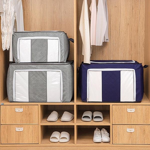 

dustproof non-woven foldable comforter storage bag quilt bra socks wardrobe organizer household clothing box &