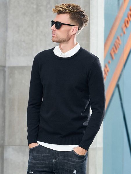 

men solid sweater s2zi#, White;black