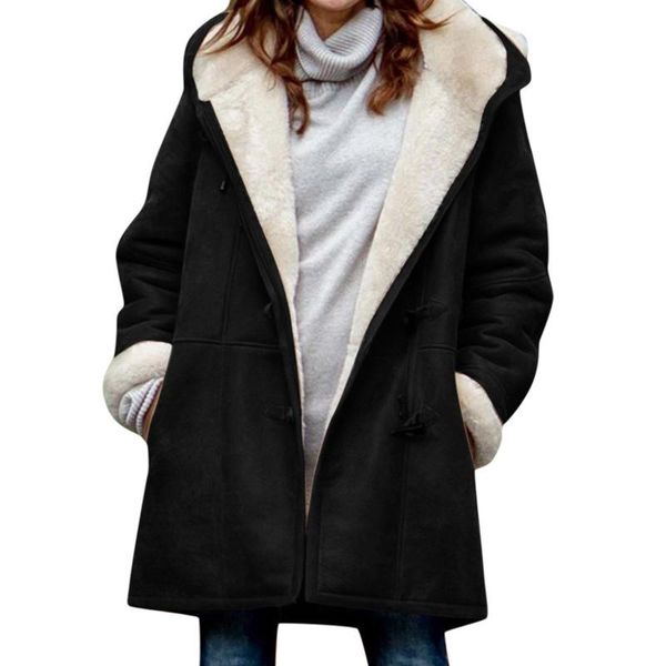 

women's winter warm coats lightweight hooded thicken long jackets with horn button fs99 down & parkas, Black