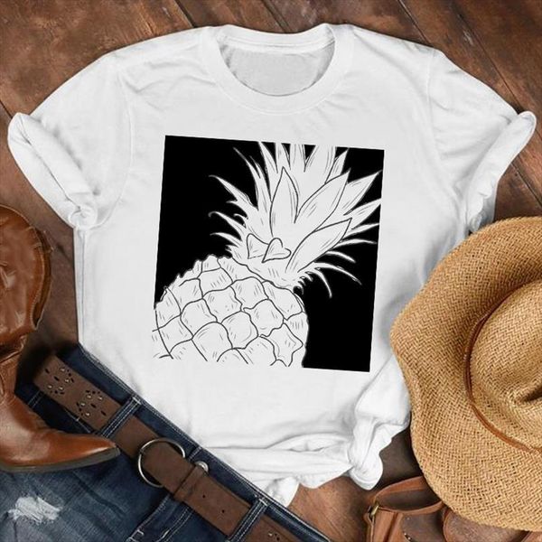 

and women lady 90s pineapple men t shirts fruit printing cute vacation clothes tee womens female print graphic, White;black