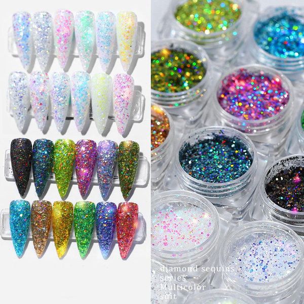 

color changing sequins nail art accessories symphony stickers nails laser glitter decoration decorations, Silver;gold