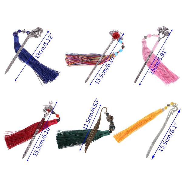 

chinese style vintage classic metal bookmark tassel beads school office supplies c5ae