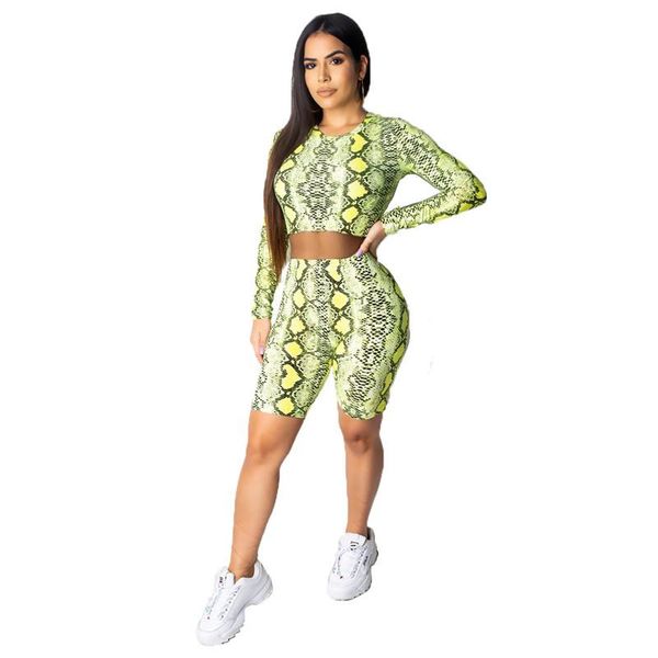 

spring women's fashion printed long-sleeved shorts set nightclub tracksuits, Gray
