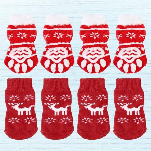 

cat costumes 8pcs christmas warm cotton socks themed pet dog non-slip supplies size red style 1 4